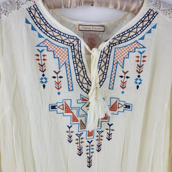 Flying Tomato Boho Embroidered Lined Vintage Inspired Mini Dress - Picture 2 of 8